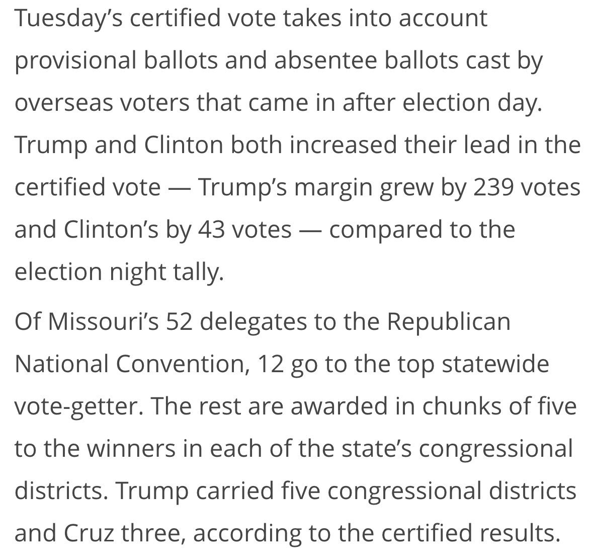 realDonaldTrump's tweet image. Missouri just confirmed #Trump2016 as the official winner- with an additional 12 delegates. #MakeAmericaGreatAgain