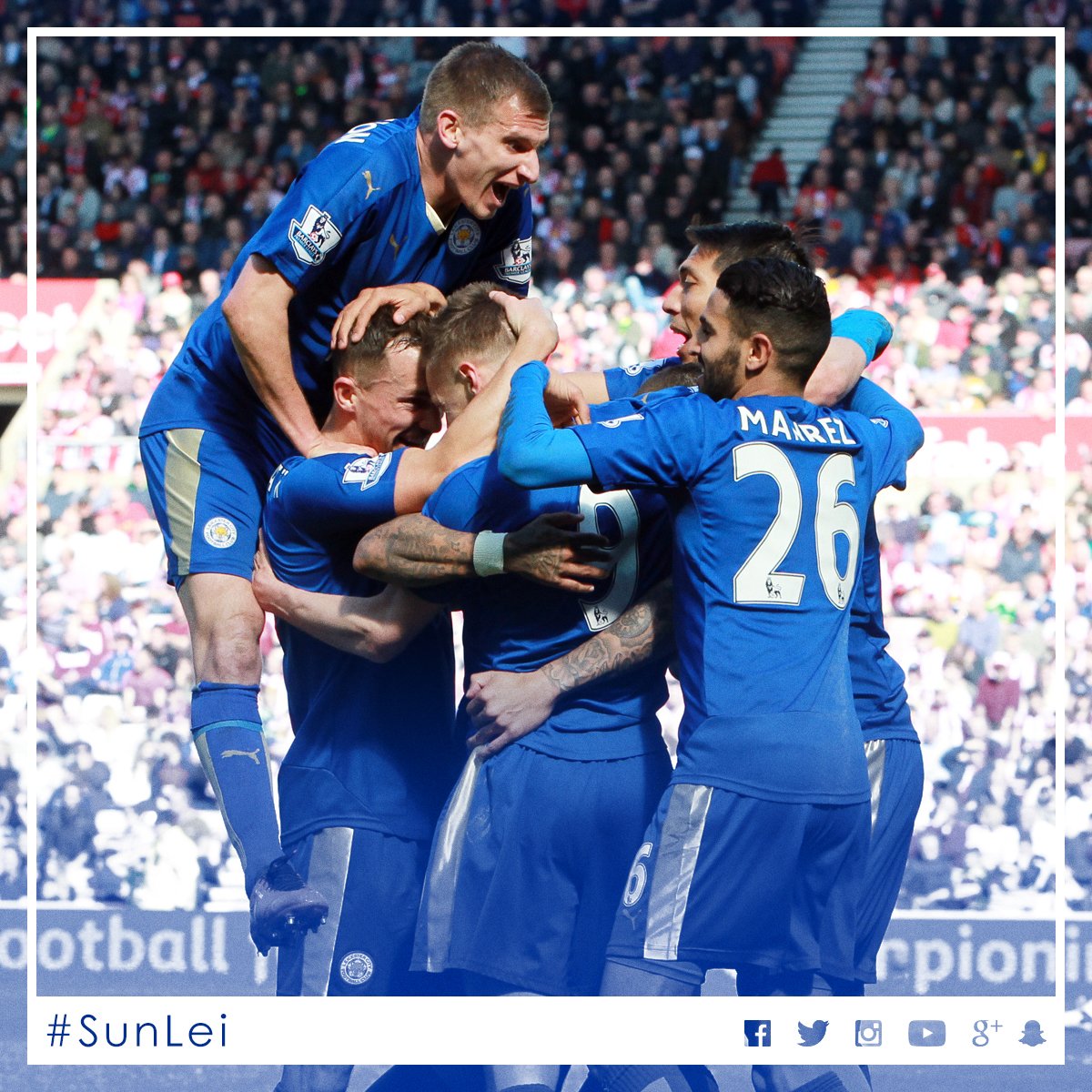 LCFC's tweet photo. Marc Albrighton hailed @vardy7 following the striker's 20th and 21st goals of the season: https://t.co/LFRMTxwzNT https://t.co/rs9KZ7dPud