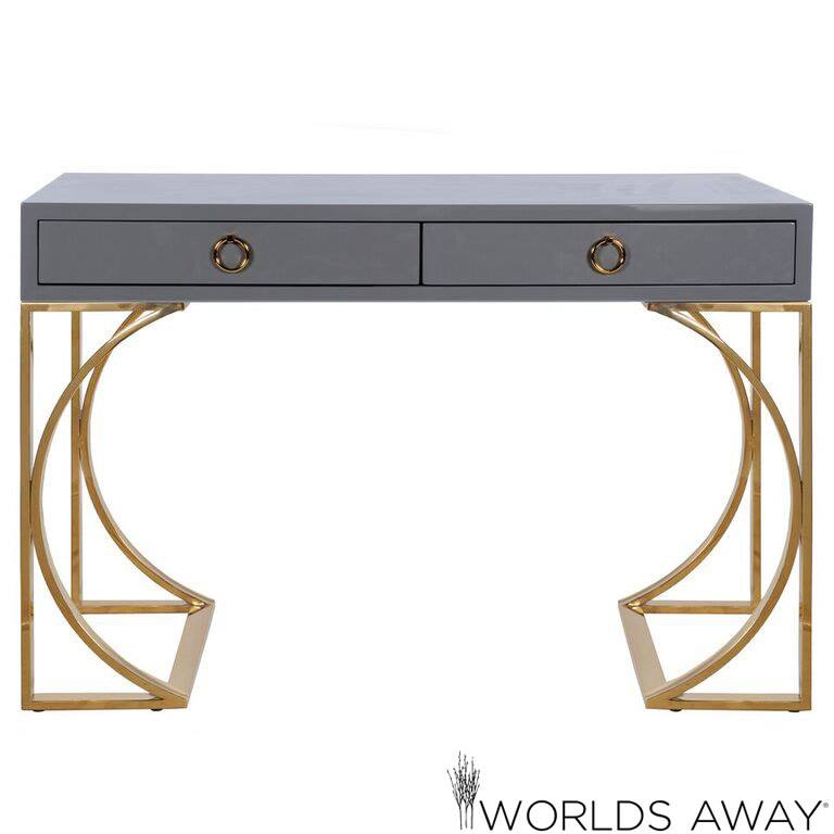 WorldsAway1's tweet photo. #HPMKT Sneak Peek! Meet Vanessa - our two door desk in grey lacquer. https://t.co/0mtjl42cG4 https://t.co/qKTSPx4w3I