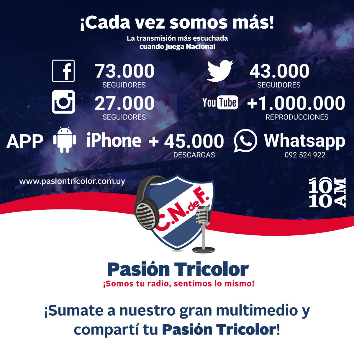 PasionTricolor1's tweet photo. ¡GRACIAS familia x compartir esta PASIÓN TRICOLOR! Entre los q hagan RT el domimgo sorteamos la camiseta d NACIONAL. https://t.co/ejVuZ8HekS