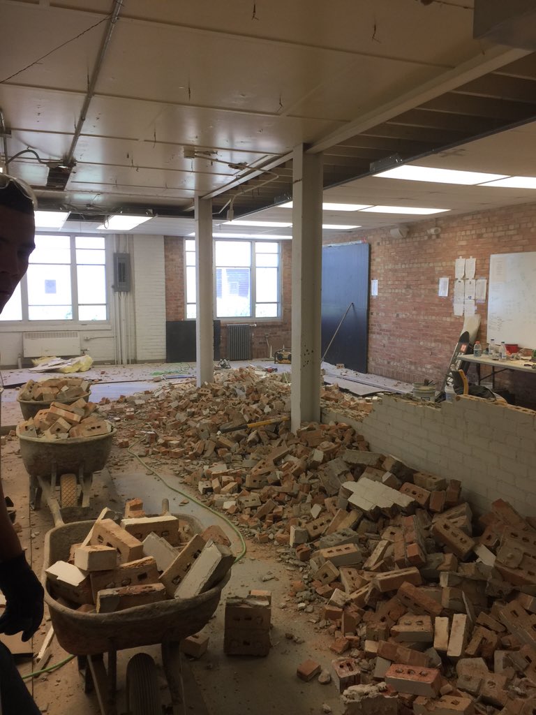 schwabwrestling's tweet photo. Our weight room just got a little bit bigger thanks to @1StorminNorman #PetersConstruction #KnockingDownWalls https://t.co/wSgiqOsvSF