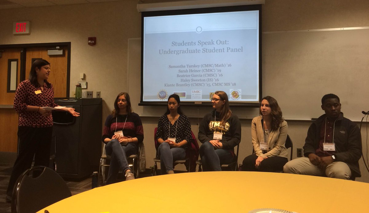 UMBC's tweet photo. Thanks to this great panel of COEIT students for sharing their perspectives on #computerscience education at #MDCSEd https://t.co/Qe9COm0RL5