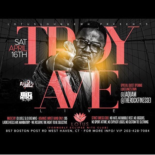 Fattz203's tweet photo. Troy Ave  LIVE AND DIRECT this SATURDAY via @lotusloungewh 🚀🚀🚀 shoutout @bigmikeruler @djjuelz203 #LotusLoungeCT https://t.co/SXYzANsn5M