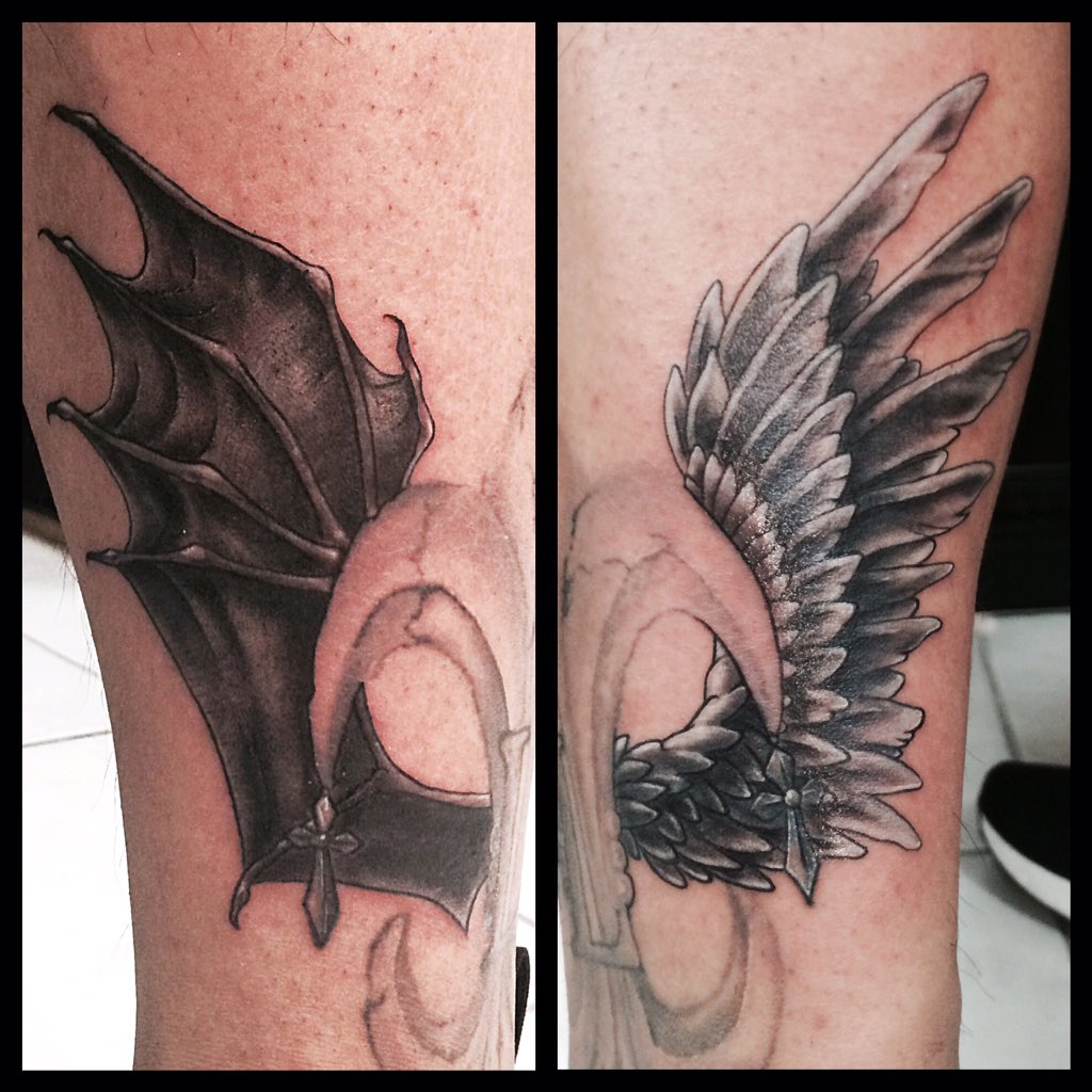 Angel Tattoo Studio & Tattoo Training Institute - Angel & Devil wings Tattoo  Design. For appointment and inquiry call 📱 9993962341 #wingstattoo  #angelwingstattoo #devilwingtattoo #smalltattoo #colortattoo #tattoos  #tattooinstagram #tattooworkers ...