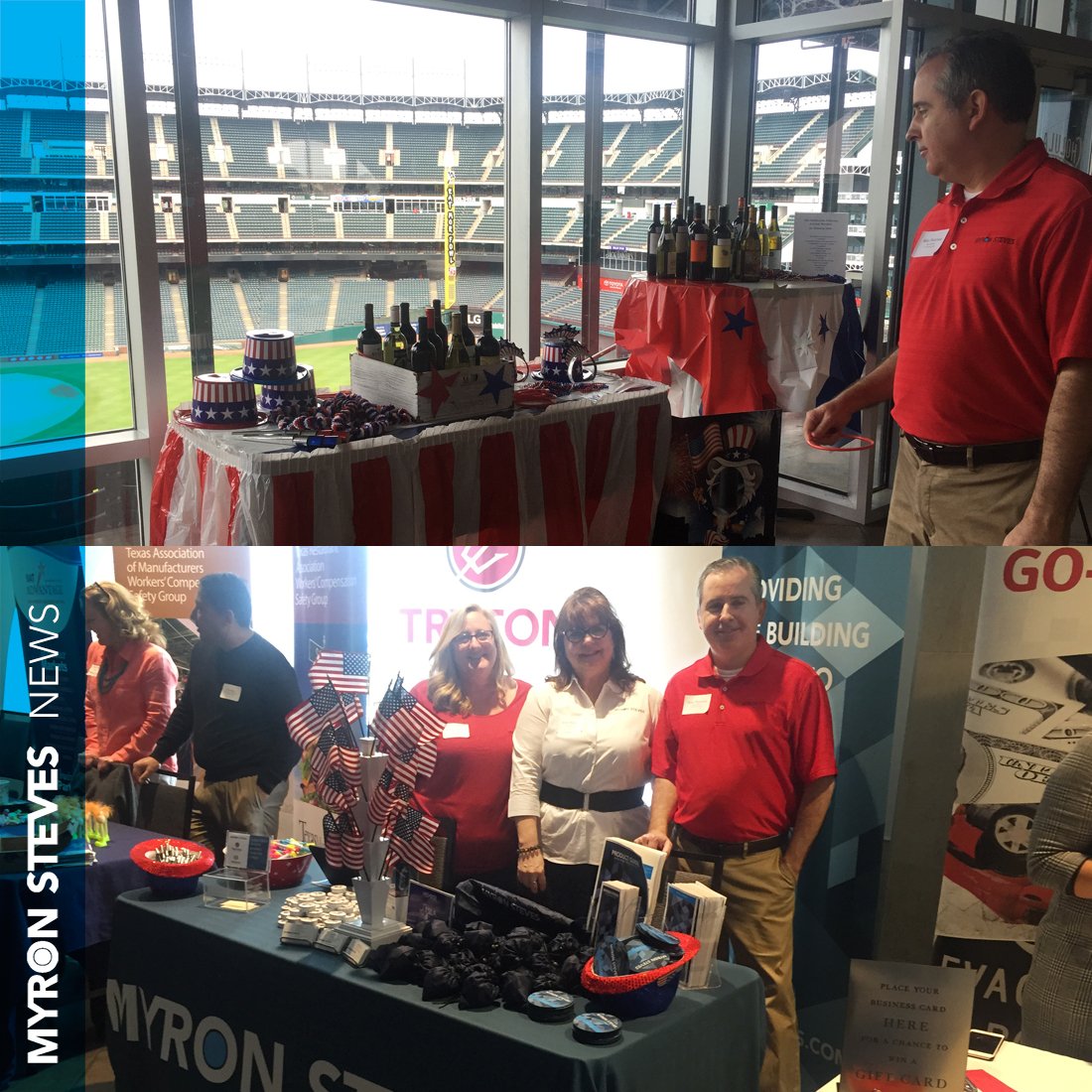 MyronSteves's tweet photo. Myron Steves booth and fun with the wine toss game at #IIATC Tradeshow, held at the home of the Texas Rangers! https://t.co/D5FLhtGHbX