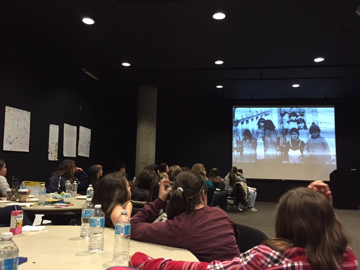Bearhead_C's tweet photo. Students @cityofwinnipeg watch #findingheart @NCTR_UM #reconciliACTION https://t.co/RrOo86Rms0