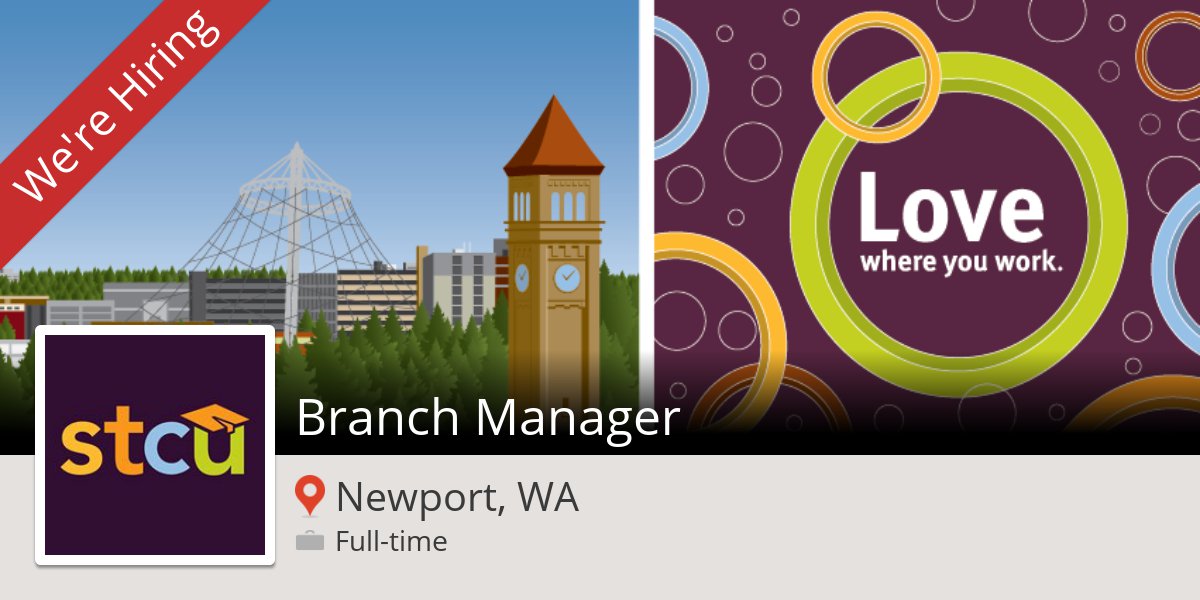 amaya30's tweet photo. Branch #Manager needed in #NewportWA at #STCU. Apply now! #job https://t.co/5jd5Z3Sxne #STCU #jobs #stcujobs https://t.co/4zJWxGAPoG