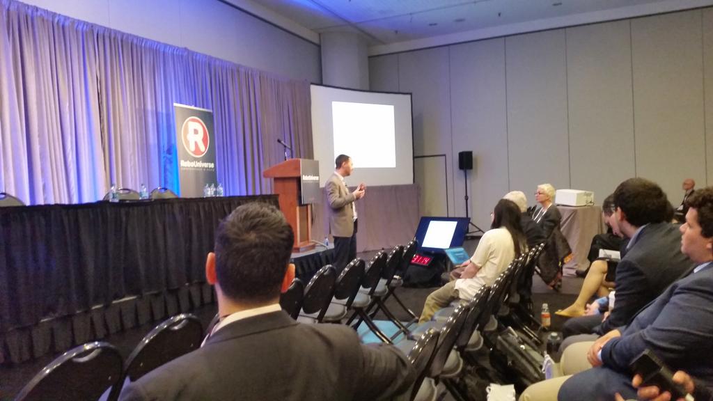 StewQ's tweet image. Stellar keynote by @PrecisionHawk on Commercial Drone Business.  #RoboUniverse