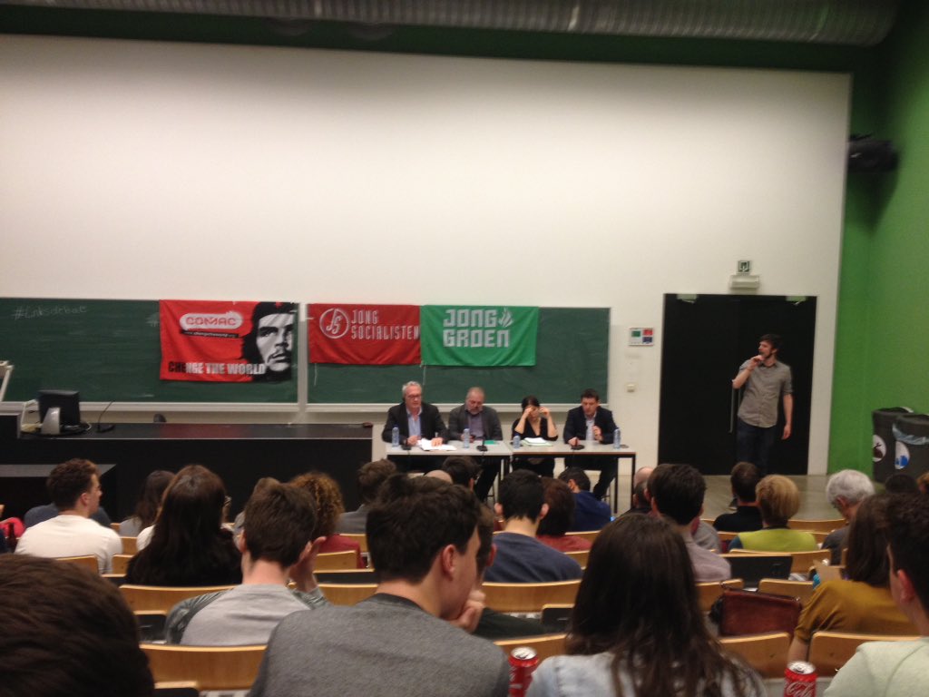 LineDeWitte's tweet photo. #linksdebat gaat van start met @MeyremAlmaci @peter_mertens en @johncrombez https://t.co/XLUxT947rq