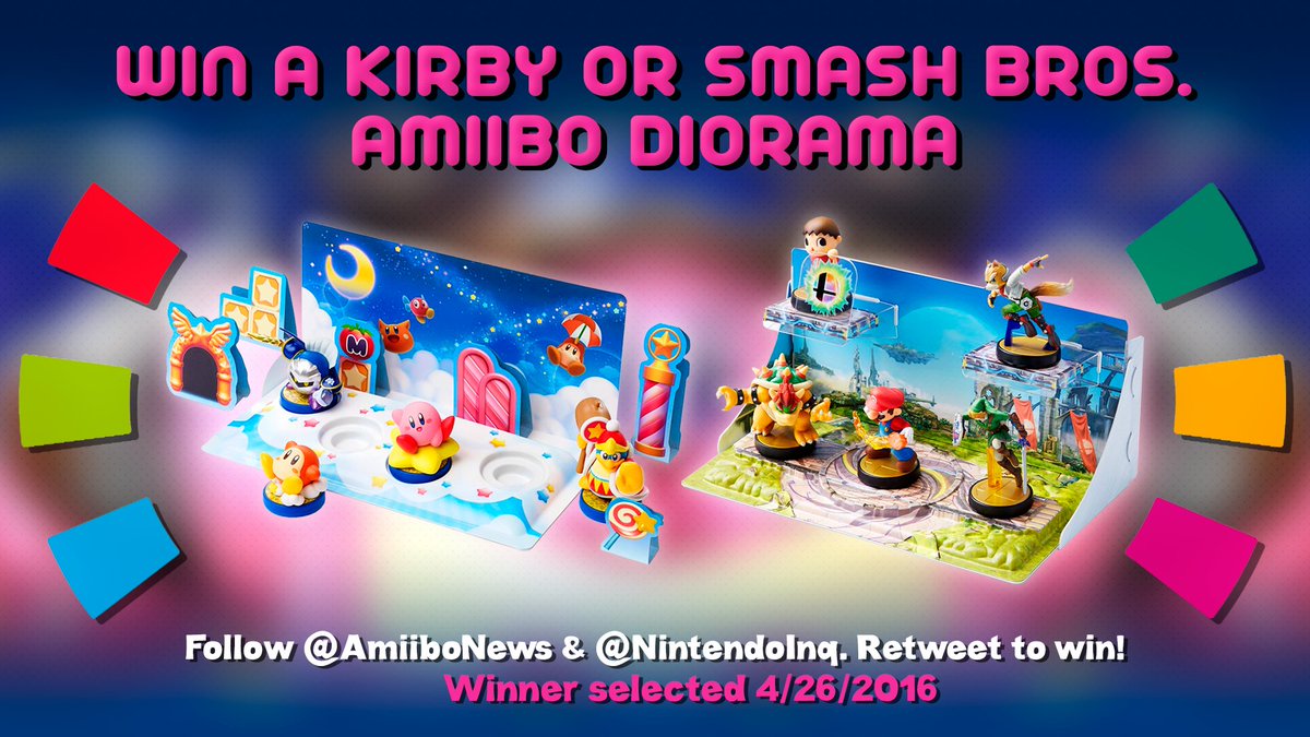 AmiiboNews's tweet image. Win a Kirby or Smash Bros. amiibo diorama from Amiibo News &amp;amp; @NintendoInq! Follow both &amp;amp; retweet to win! Ends 4/26.