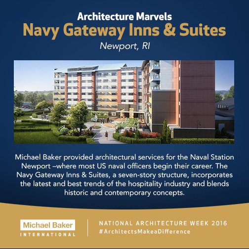 MBakerIntl's tweet photo. Navy Gateway Inns & Suites is one of our most significant architecture projects. #ArchitectsMakeADifference https://t.co/zunpyHFjit