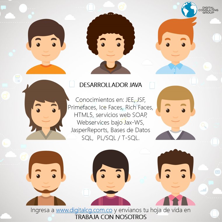 Digital_Cg's tweet photo. @Digital_Cg #Vacante Ingeniero de Desarrollo #Cali @java #TrabajoSiHay #TrabajaConNosotros @java @GoodDevelopers https://t.co/luTe2qeCqt