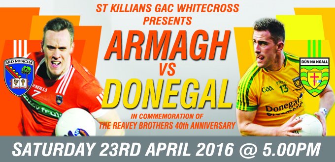 Armagh_GAA's tweet photo. On 23rd April @whitecrossgac will host Armagh v @officialdonegal at 5pm. https://t.co/2intKJu0Xe