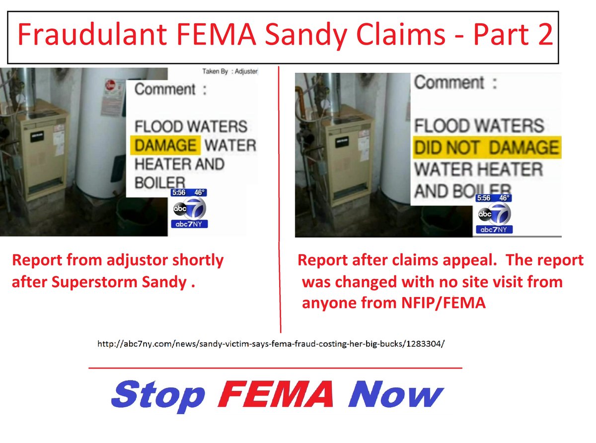 StopFemaNow's tweet photo. New Fraud Uncovered and Ignored by FEMA's Sandy Claims Review  https://t.co/WfivKDB7w9 via @sharynalfonsi @wmclaw https://t.co/7fE55V3y7I