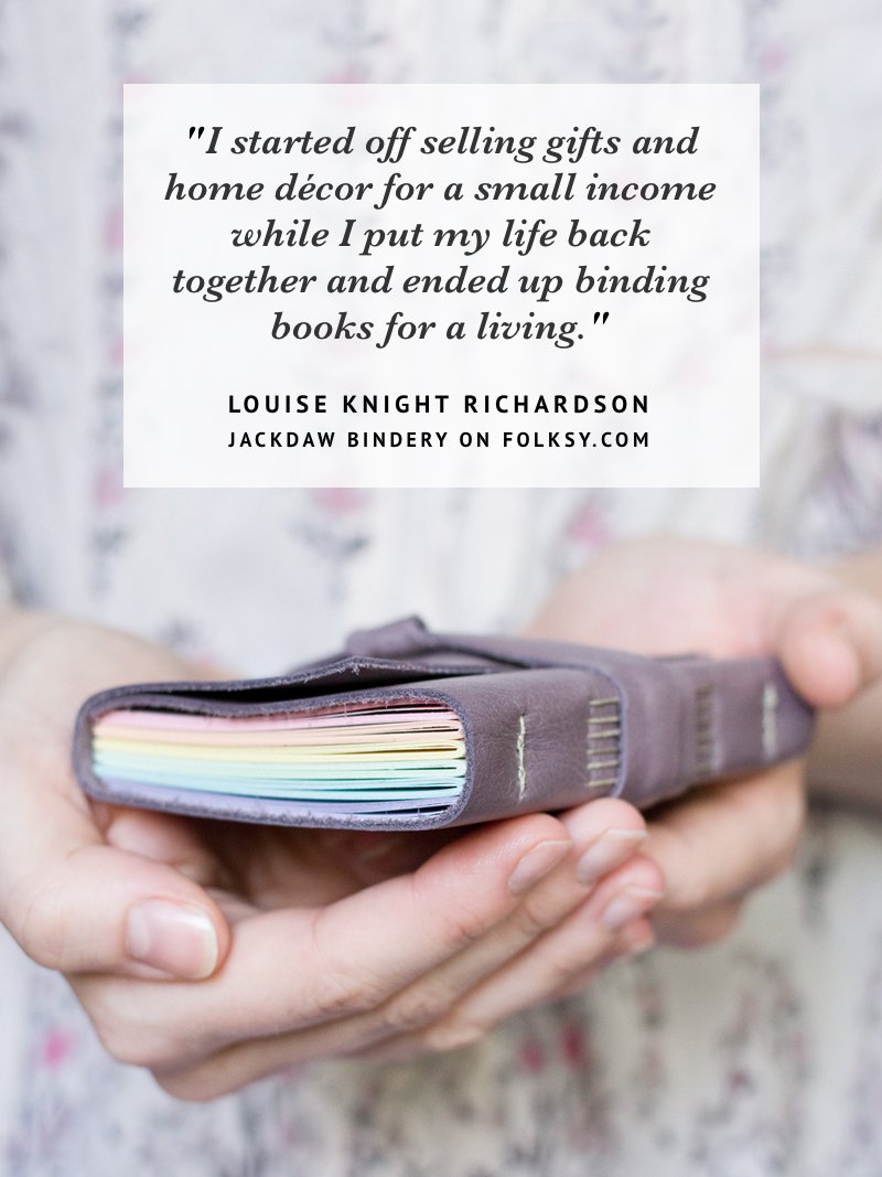 folksy's tweet photo. Read the story of bookbinder Louise from @JackdawBindery https://t.co/QV5hLExj1v https://t.co/8dCJX2V31b