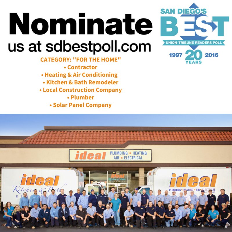 IdealSanDiego's tweet photo. Nominate Ideal Plumbing, Heating, Air & Electrical today! https://t.co/AdOnep66Nx #SDBest #SDBestPoll #SanDiego https://t.co/DPuDemmo6x