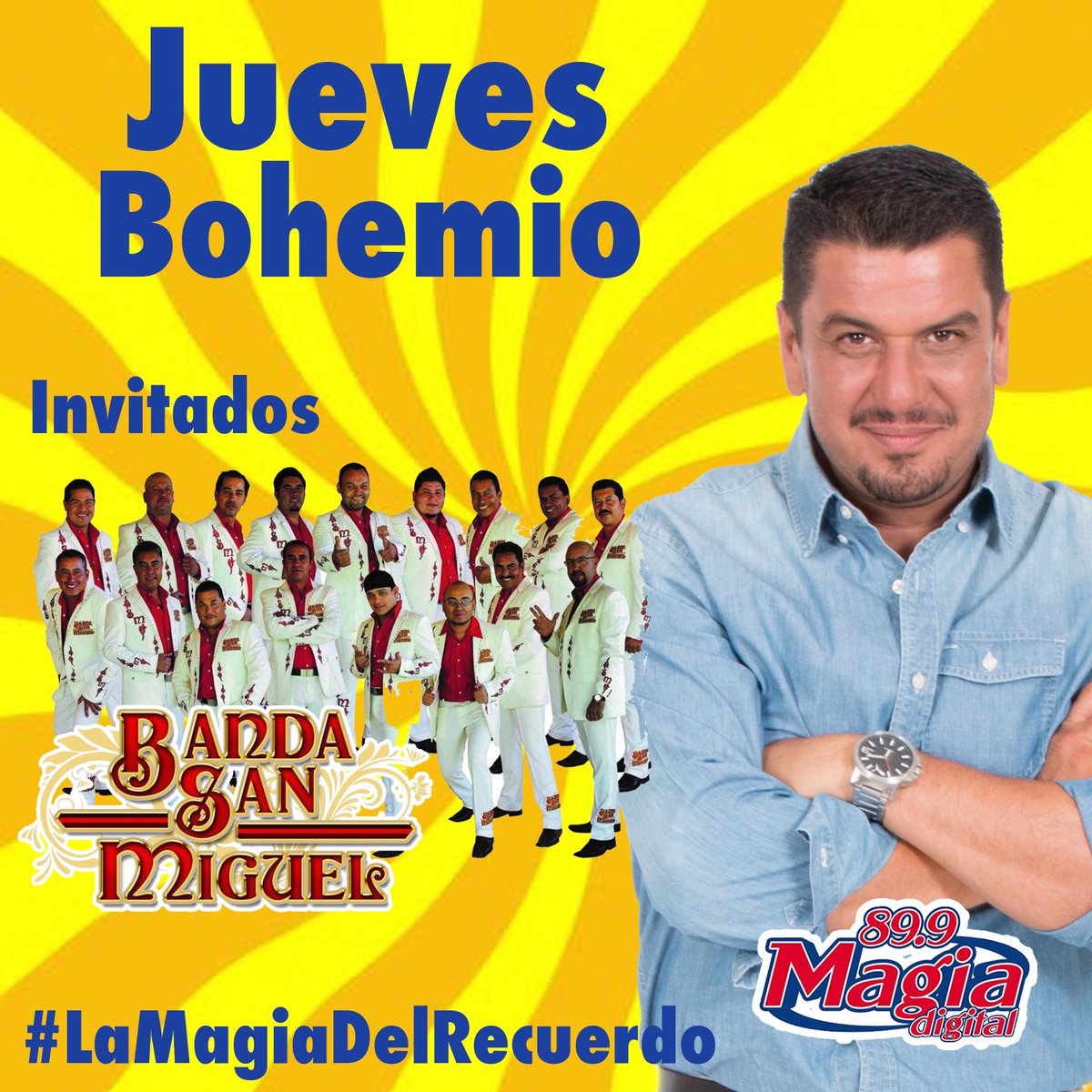 victormuromuro's tweet photo. Este Jueves bohemio en #LaMagiaDelRecuerdo Banda San Miguel con Victor Muro, solo por @Magia899 https://t.co/FbP3f1FwiP