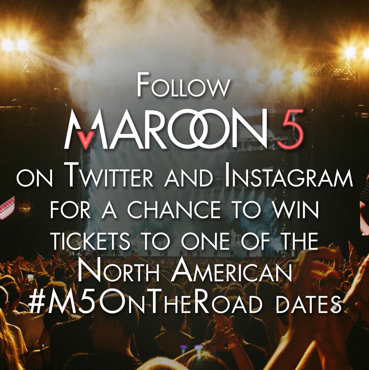 maroon5's tweet image. Follow us on @twitter and @instagram for a chance to win tickets for our #M5OnTheRoad tour, courtesy of @socialrank
