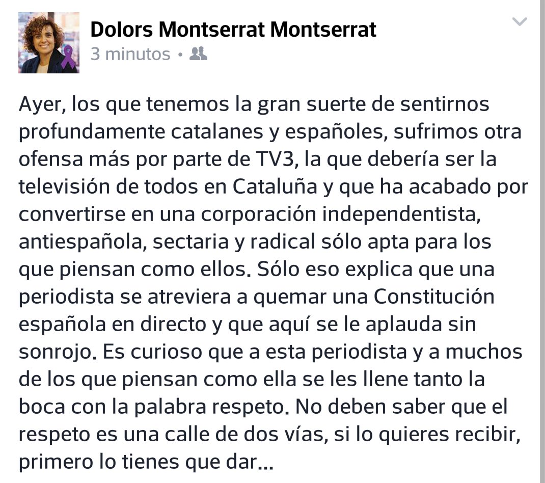 DolorsMM's tweet photo. Otra ofensa de TV3, la que debería ser la tv de todos y ha acabado siendo sólo apta para independentistas radicales. https://t.co/IKOHeLldOW
