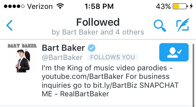 KodaRodriguez's tweet photo. So apparently @BartBaker follows me now 😱 been watching his videos for a long time! Funny as fuk https://t.co/NYQSIgDTH5