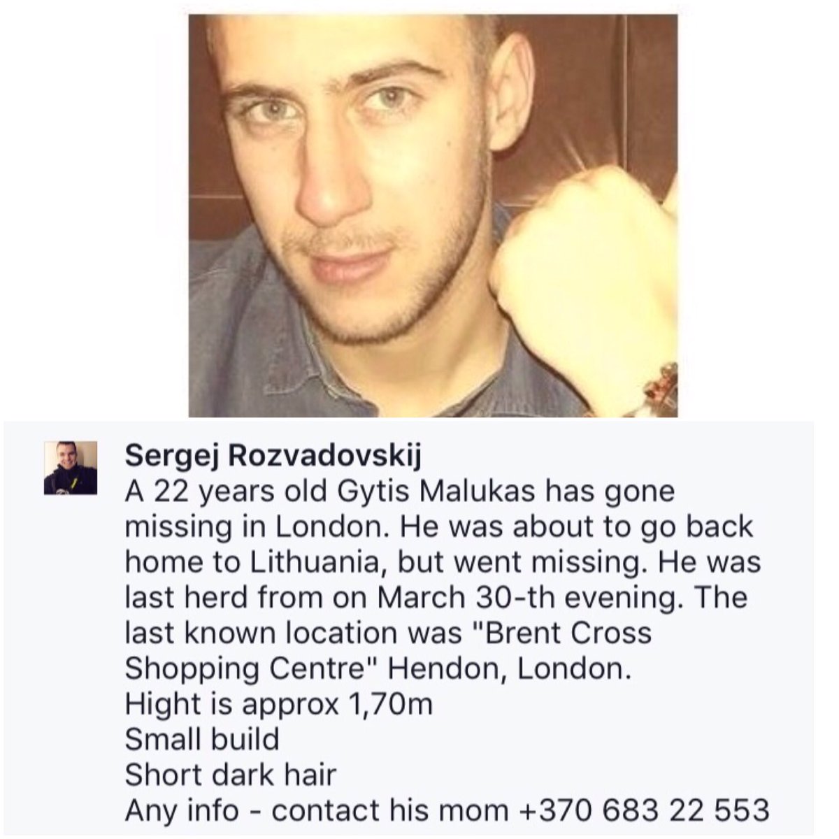 A friend of a friend here if anyone can help. Thank you.