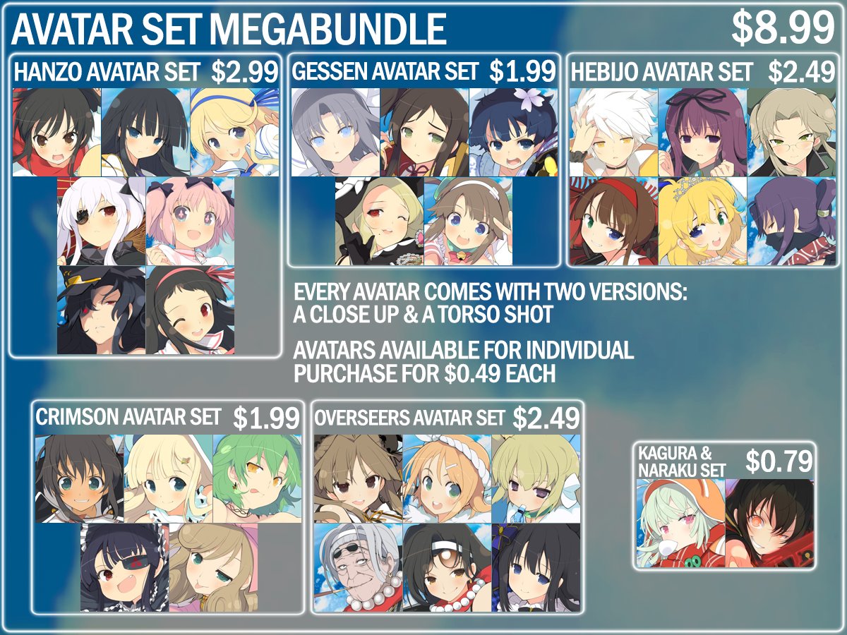 The Estival Versus avatars are now live on the PlayStation Store! Go sport  your own personal best senran!, image size:1200x900