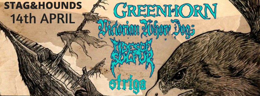 snuffylane's tweet image. Greenhorn | Victorian Whore Dogs
Tides of Sulfur | Striga

THURSDAY | @Stagandhounds | #BRISTOL

#DOOM #SLUDGE #RIFF
