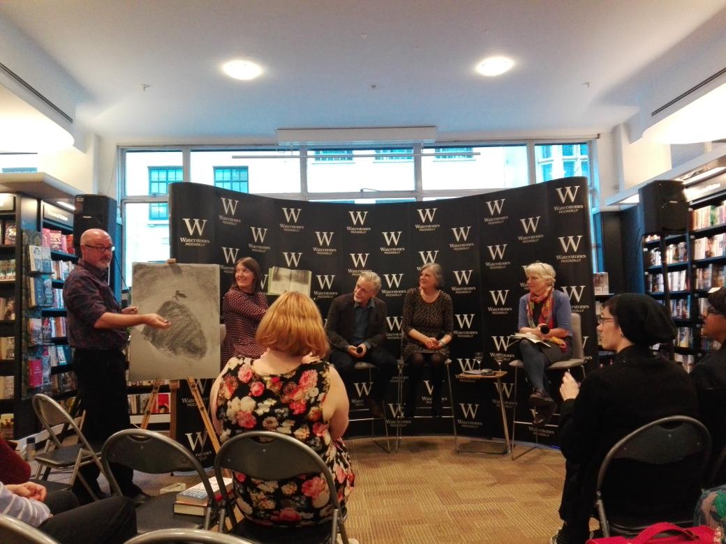 laurasimsdoolin's tweet photo. Ireland representing at @WaterstonesPicc  tonight. Funniest author panel I've been to! @EoinColfer @LittleIslandBks https://t.co/swc3AeAxh5