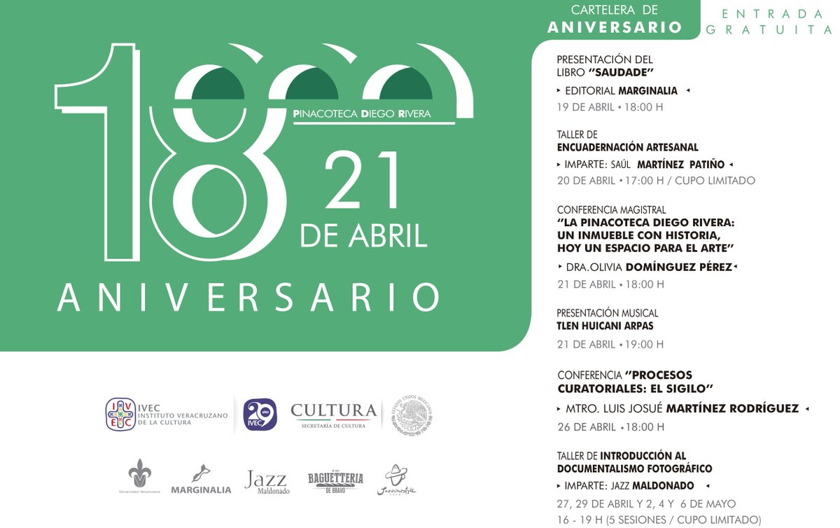 .@Pinacoteca_Ivec cumple 18 años el 21 de abril. Ven a festejar con música, charlas y talleres #Xalapa #IVEC29años