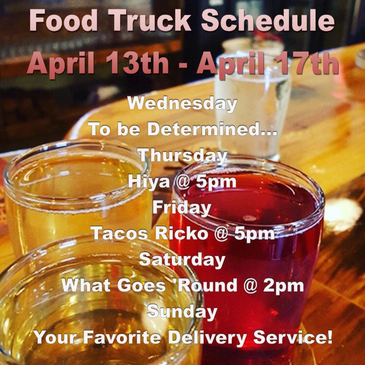 RedClayCider's tweet photo. This week's #CLTFoodTrucks schedule at #RedClayCiderworks!
@HiyaFoodTruck @WhatGoesRoundNC @tacos_ricko https://t.co/PxcDTEiNhM