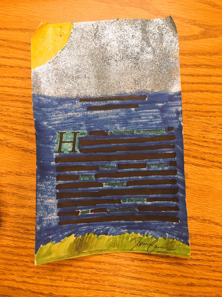 Danielle_ECSU's tweet photo. I had so much fun creating found poetry @SussingOutBooks #ECSUstudentsread https://t.co/9ES2n2BLz8