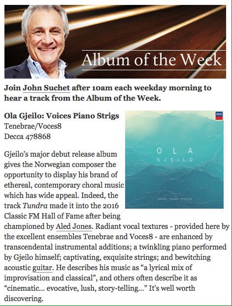 WaltonVoices's tweet photo. Been enjoying listening to @olagjeilo's new album with @TenebraeChoir and @VOCES8 this week - worth checking out! https://t.co/8mOErzK8h1
