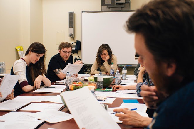 RyeMediaProd's tweet photo. Table Read Tuesdays: Danny &amp; recent @SecondCityTO grads reading his sketch comedy show, True Lovers. #WhyRyerson https://t.co/RMHiBJ8llm