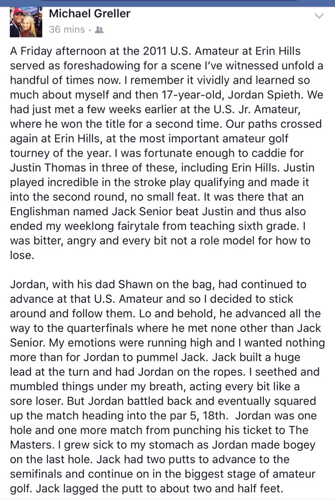 GolfProblems_'s tweet photo. Great post by Jordan's caddie, Michael Greller #insight https://t.co/JINpWfmhHY