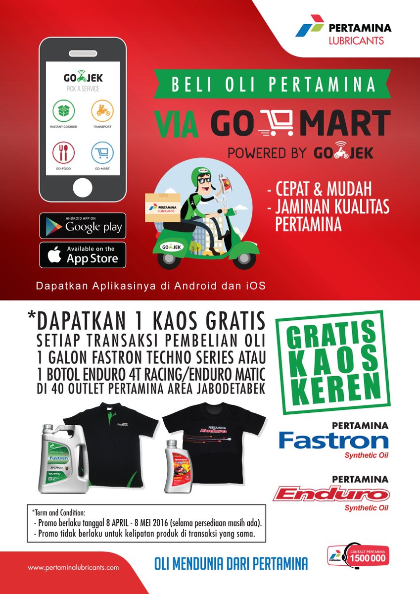 OfficialFastron's tweet photo. Kini oli Pertamina lebih mudah didapat dgn jasa Go Mart. Yuk coba sekarang&amp;dptkan bonus selama persediaan masih ada. https://t.co/QcHSmmZsV9
