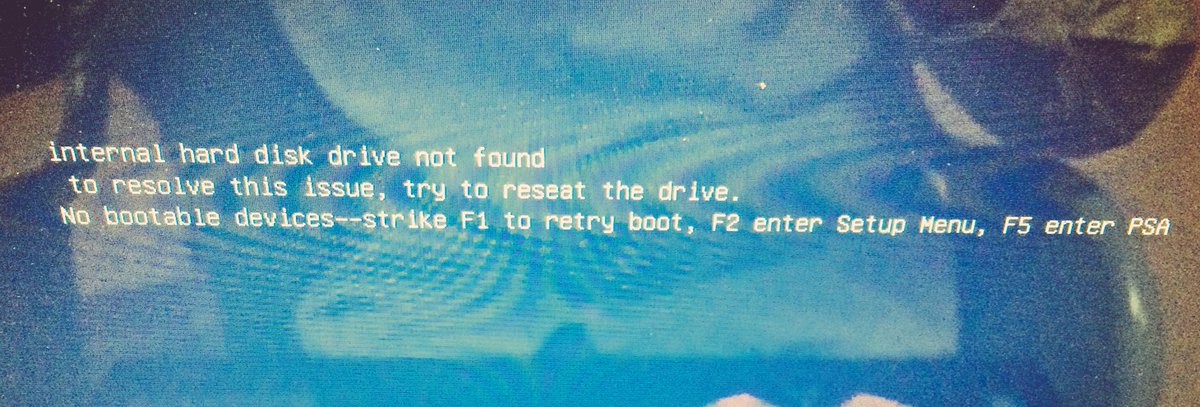 almagambetov's tweet photo. "Hard disk not found. To resolve issue, TRY TO RESEAT THE DRIVE." Lemme open m'laptop real quick @Dell #MacsRule #IT https://t.co/IvfwWXfAnF
