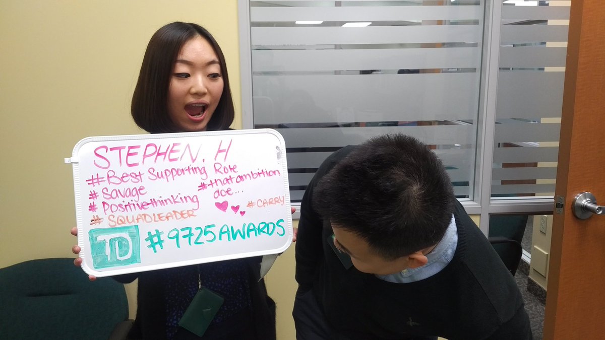 Presenting... #9725Awards! -Stephen H #bestsupportingrole #squadleader ##peerrecognition #pacificpeople @AdamChu_TD