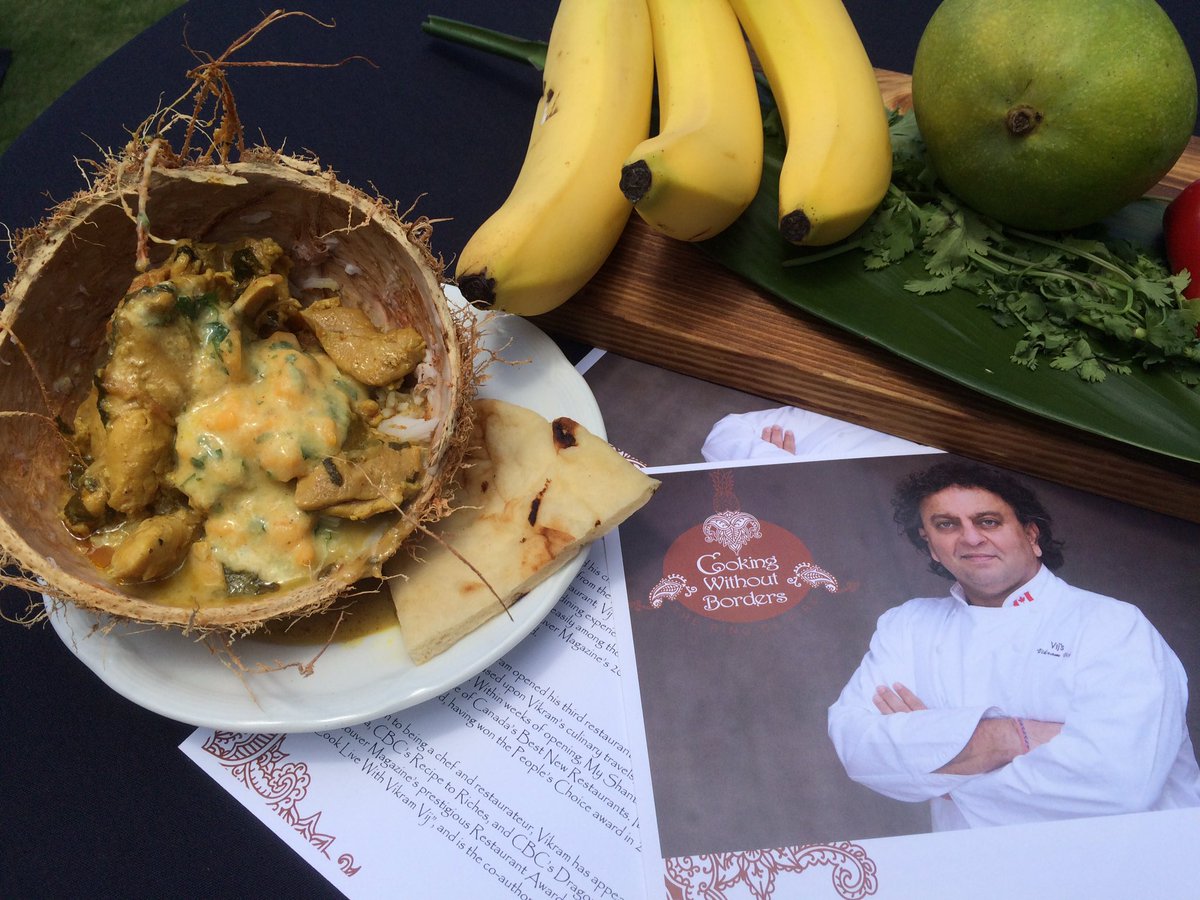 HyattMaui's tweet photo. The finished product! Vij's family chicken curry with papaya raita, basmati rice, and naan! #cookingwithoutborders https://t.co/Wo606WCofC