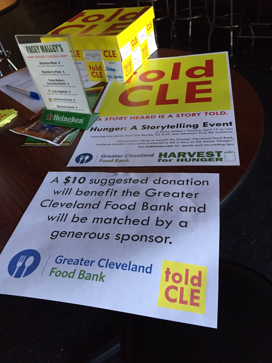 toldCLE's tweet photo. Get yourself to @packymalleys by 7pm for some storytelling for a great cause. @CleFoodBank https://t.co/eBNzWRWhNm