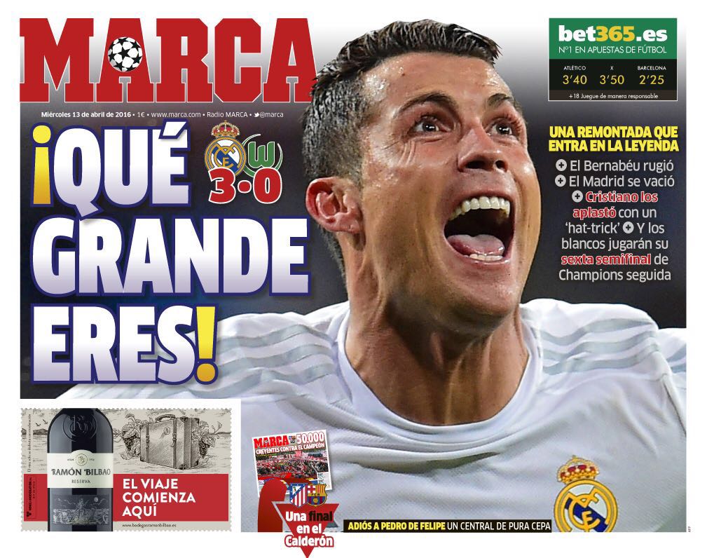 marca's tweet photo. #LaPortada '¡Qué grande eres!'... https://t.co/xHimXfOH9y