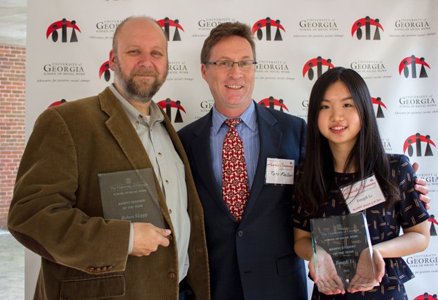 UGASocialWork's tweet image. Congratulations Bob Sleppy (left) &amp;amp; Fengdi Li (right), MA NPO Teacher &amp;amp; Student of the Year! @UGA_INPO #UGAHonors