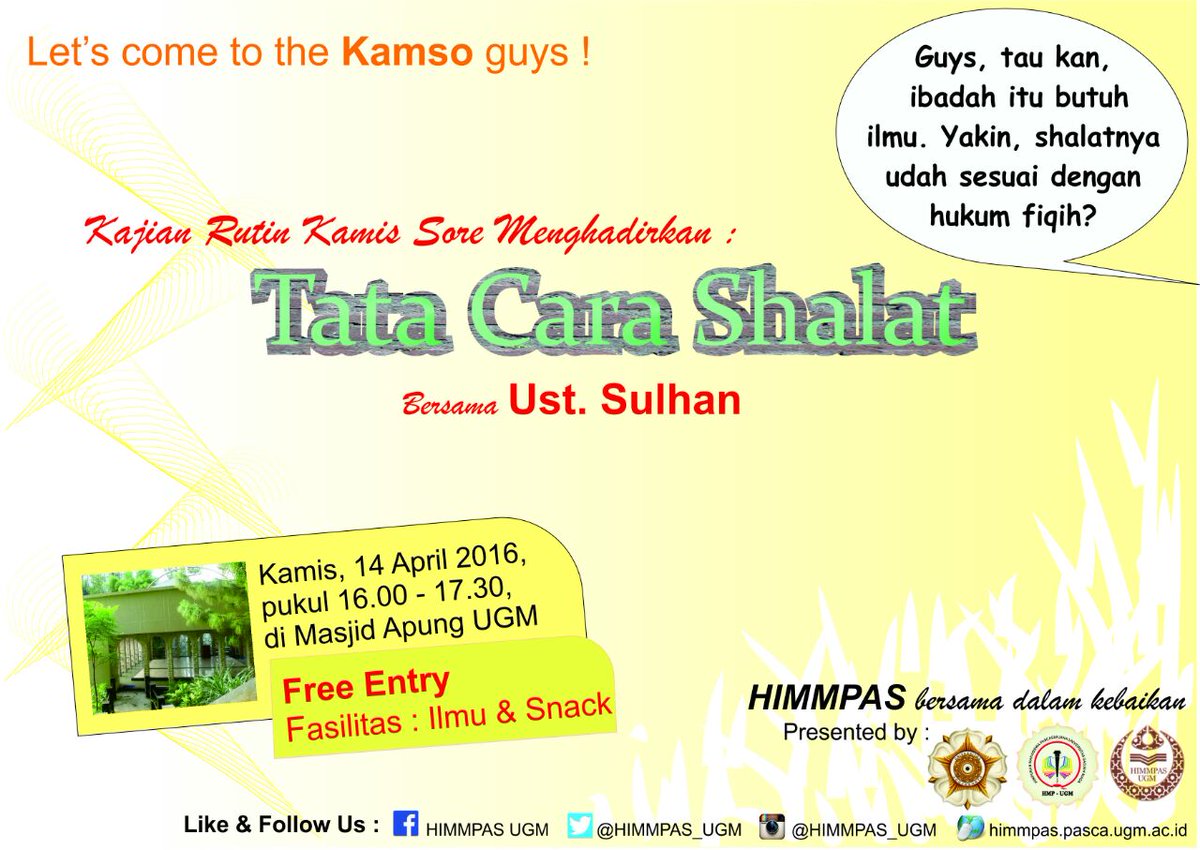 hmpasca's tweet photo. Jangan lupa ikutan kajian rutin kamso bareng @HIMMPAS_UGM minggu ini ya gaes~ https://t.co/61BwI7cIdr