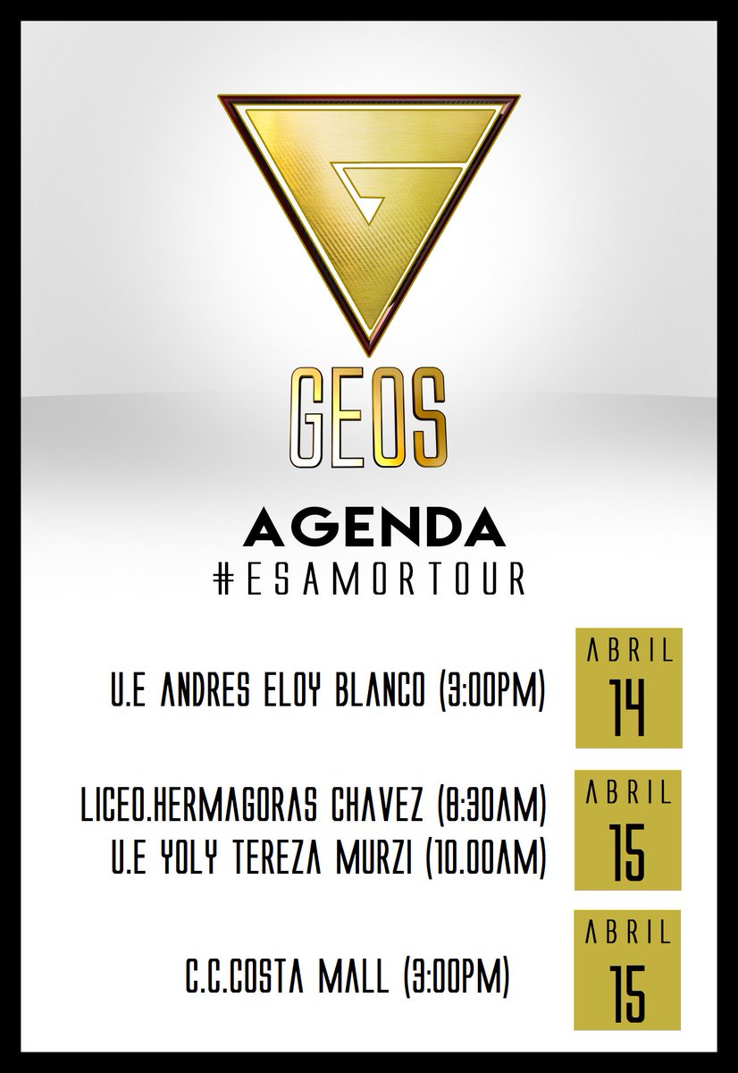 OficialGEOS's tweet photo. #AgendaGeos: JUEVES / U.E ANDRÉS ELOY BLANCO, VIERNES / LICEO HERMAGORAS CHAVEZ &amp; U.E YOLY TERESA MURZI ¡¡RETWEET!! https://t.co/7yeBTRBQSQ