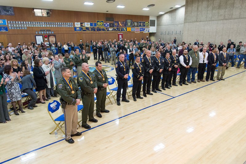 CHP_HQ's tweet photo. Earlier, CHP Officer Brett Peters and 14 others were presented with the Governor's State Employee Medal of Valor. https://t.co/osiPSuCMhf