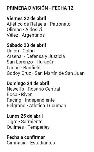 ¡ATENCIÓN! Fecha 12 confirmada. El clásico <a href="/CASarmientoOf/">Club Atlético Sarmiento</a> vs <a href="/catigreoficial/">Club Atlético Tigre</a> se jugará el Lunes 25