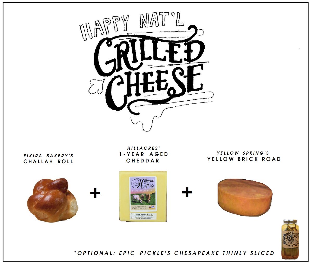 The combo of #local bread cheddar goat cheese &amp; old bay pickles will have you saying Happy #NationalGrilledCheeseDay
