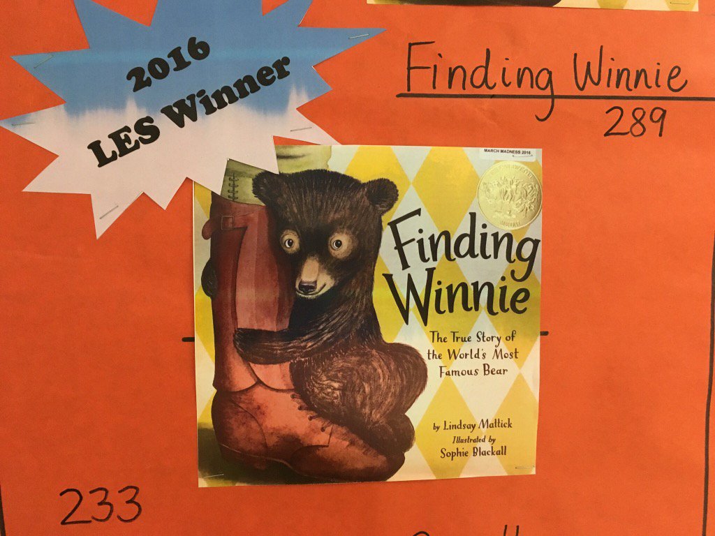LauraGiessler's tweet photo. First (annual?) Leesburg Elementary March Picture Book Madness Champion: Finding Winnie! #2016MBM @lindsaymattick https://t.co/MsM6m8WdeD