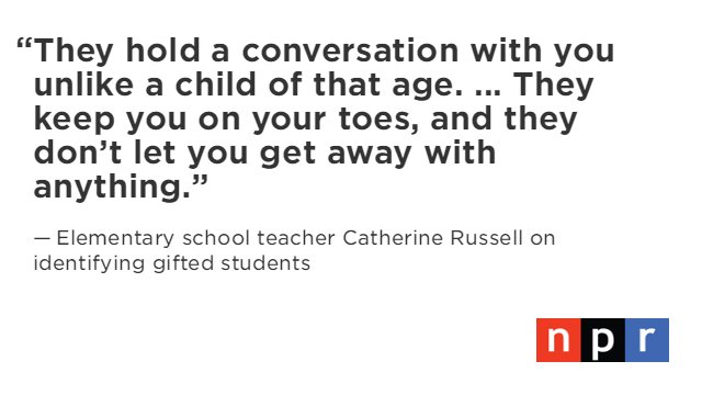NPR's tweet photo. One approach: Train teachers to spot bright students, test the kids, talk to the parents. https://t.co/gvmnlcyWYc https://t.co/5L0qCmHnKV