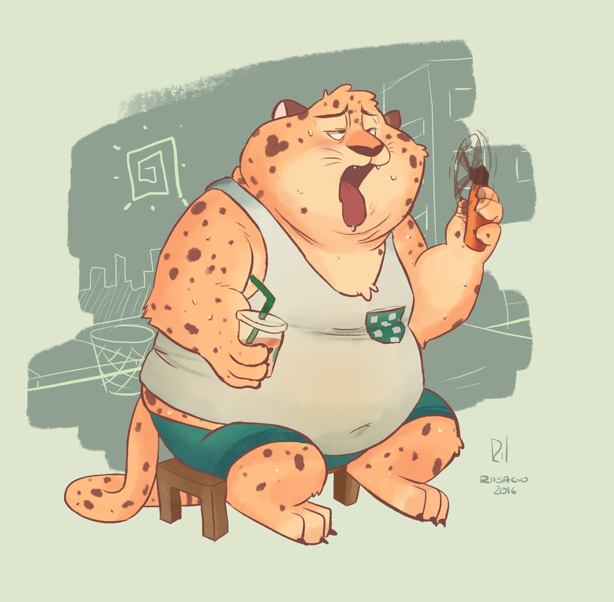 Clawhauser doesn't like hot weather, either me.But hey, he's alwa...