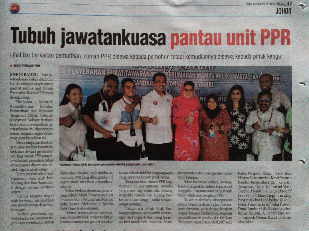 BuletinJohore's tweet photo. Tubuh jawatankuasa pantau unit PPR di peringkat negeri. -@kpkt_gov @mptenggara https://t.co/Y0wxBQR6Z4